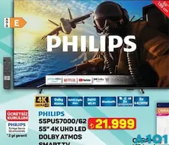 PHİLİPS 55PUS7000/62 55 İNÇ 4K UHD LED DOLBY ATMOS SMART TV AKILLI TELEVİZYON
